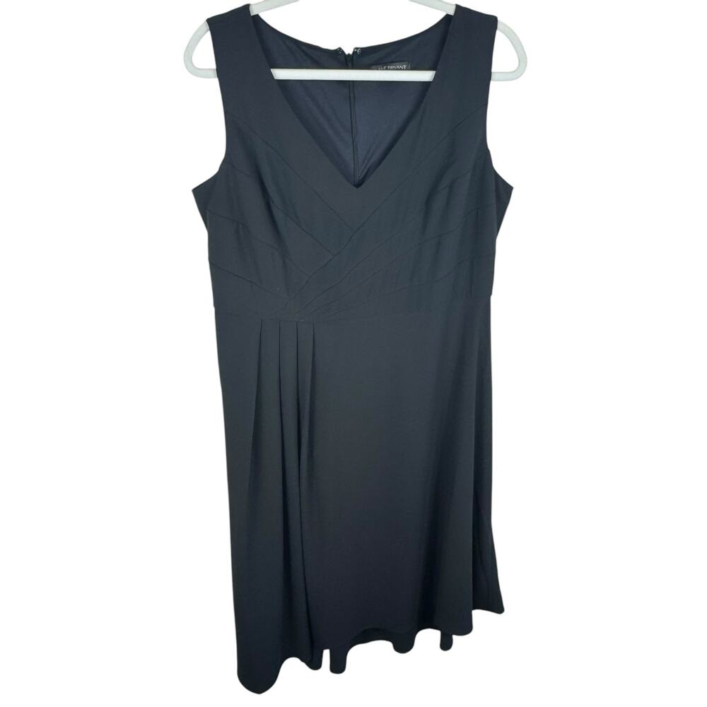 Lane Bryant Black V-Neck Asymmetrical Hem Lined Sleeveless Midi Dress Size 14